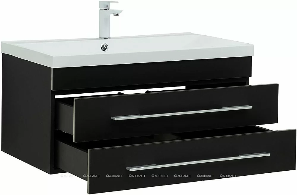 Тумба с раковиной Aquanet Верона 272429 90 New черный матовый