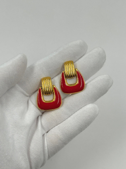 Серьги с красной эмалью