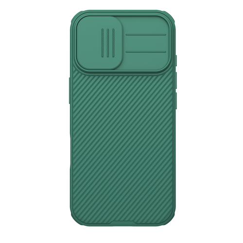 Чехол зеленого цвета (Dark Green) от Nillkin для iPhone 17, серия CamShield Pro Case (защитная сдвижная шторка для камеры)