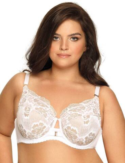 Стильный бюстгальтер на косточках plus size с кружевом (Размер: 100G) (Цвет: белый)