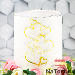 Украшение для торта «Сквозные сердца», золото