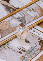 Кольцо «Мозаик» раф прямоугольный с дымчатым кварцем и ромбом белый циркон