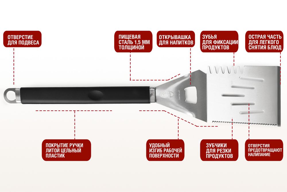 Набор для гриля (рукав: лопатка, вилка, щипцы)