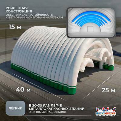 Надувной ангар для самолета «Авиапорт», 40×25×15 м