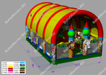 Коммерческий надувной батут "Зверята с крышей 2" 13*7*6 м