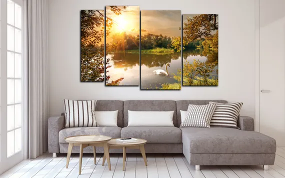 Модульная картина "Белый лебедь"