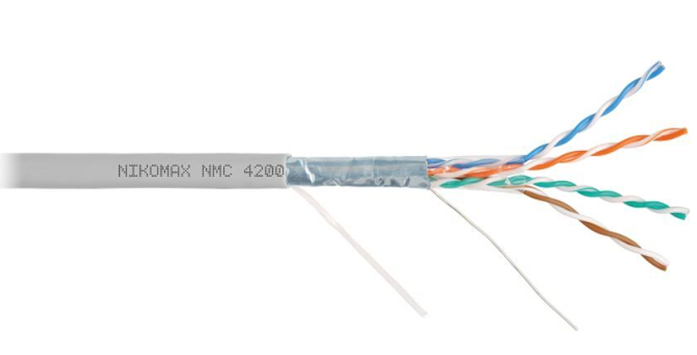 Кабель витая пара F/UTP 5e кат. 4 пары NikoMax NMC 4200A-GY