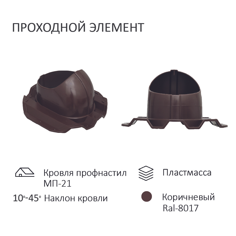 Нанодефлектор с вентвыходом на кровли PROF-21, Ø 125/160 мм, RAL8017, Gervent