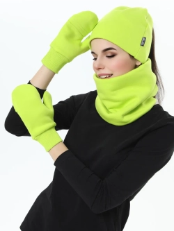 Комплект с начесом: снуд, варежки, шапка