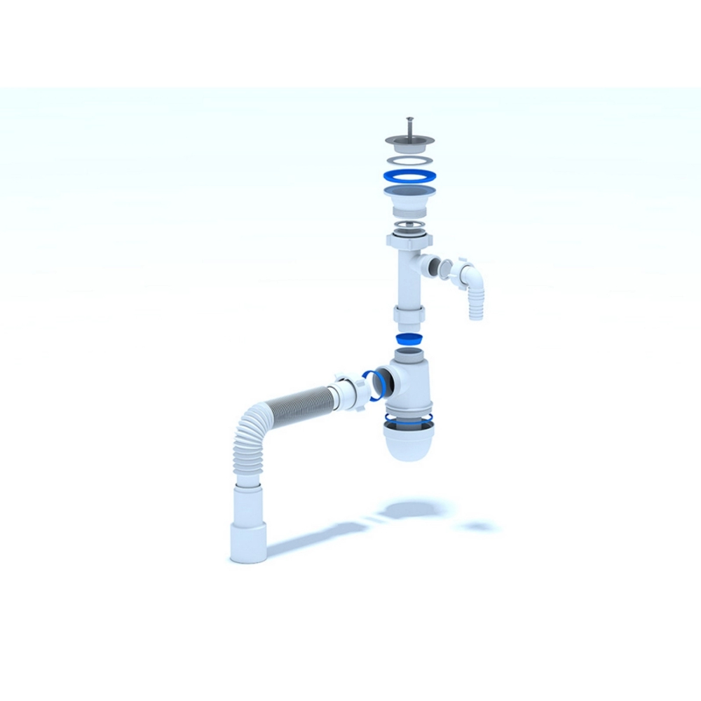 Сифон д/умыв. C0315 (1 1/2"*40)+отв. ДСМ, с гофрой 40х40/50 (АниПласт)