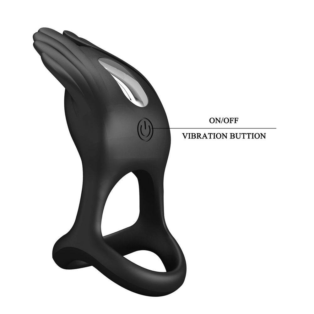 Черное перезаряжаемое виброкольцо на пенис Silas (Цвет: черный)