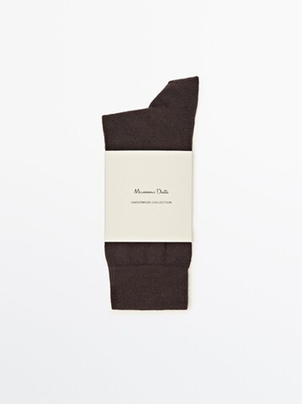 Massimo Dutti Высокие носки из смесового хлопка в горошек, коричневый