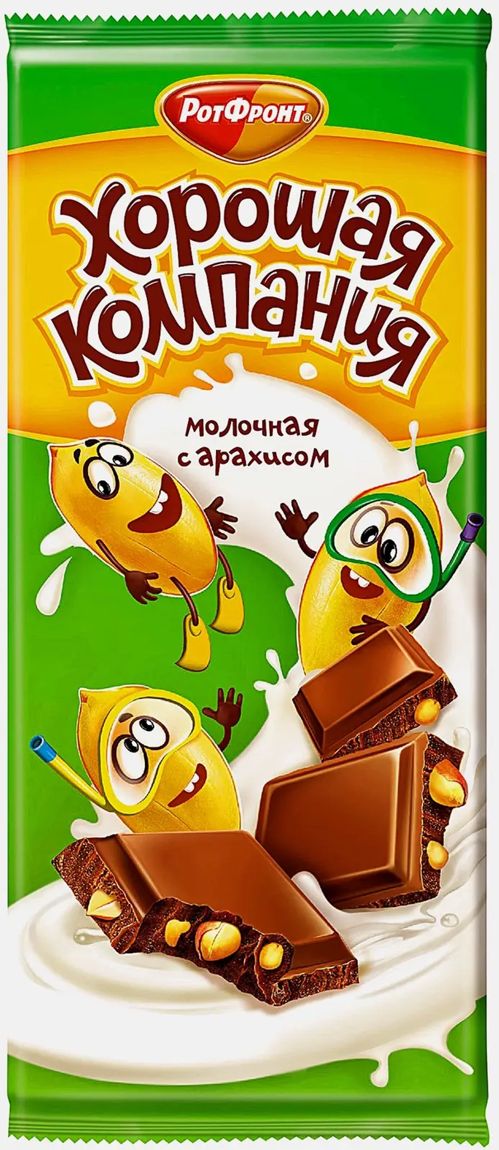 Кондитерская плитка Хорошая компания молочная с арахисом 80г