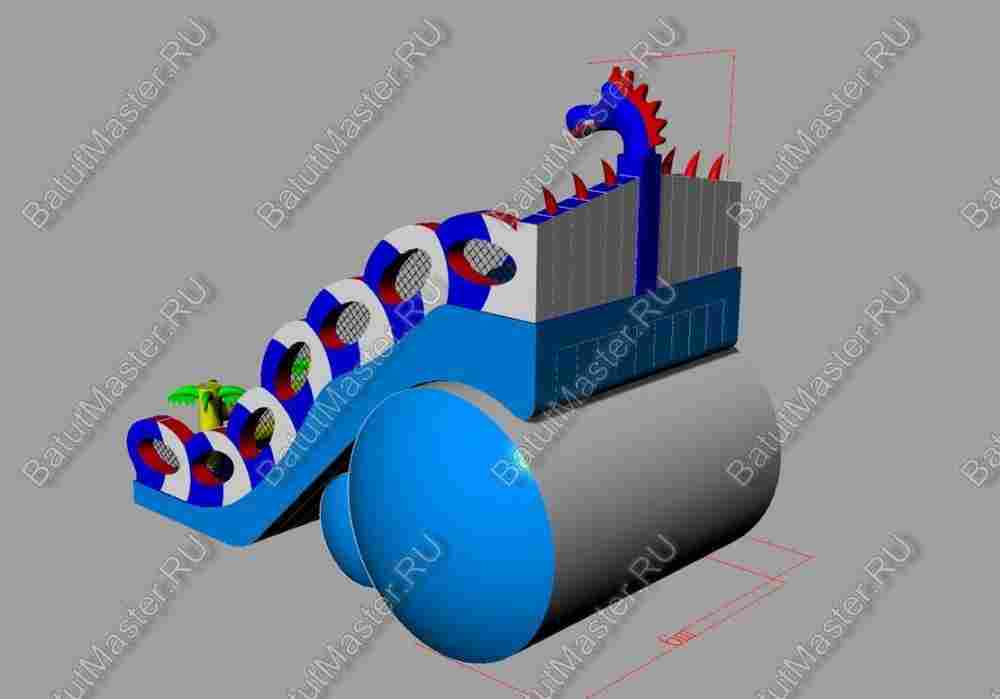 Коммерческий надувной батут-горка "Дракон" 15*7*9 м
