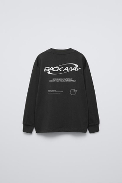 ZARA ЛОНГСЛИВ С НАДПИСЬЮ, АНТРАЦИТОВО-СЕРЫЙ