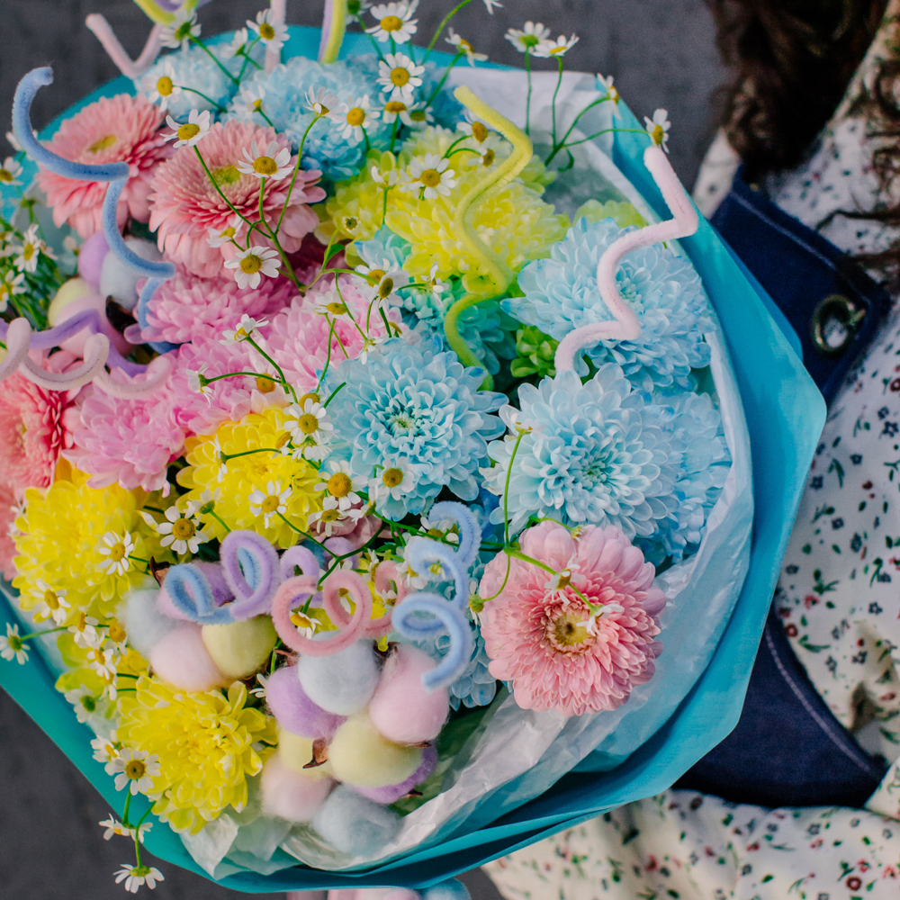 108. Нежный пастельный дофаминовый букет