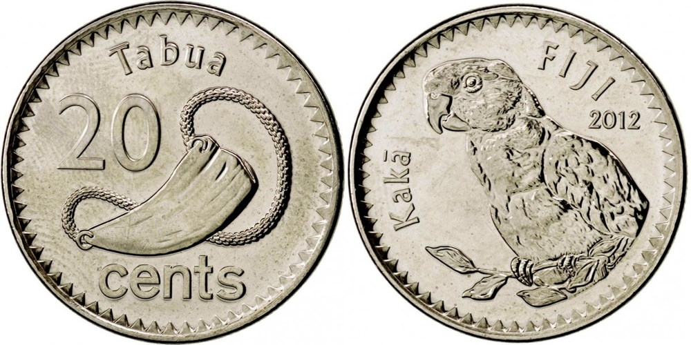 Фиджи 20 центов, 2012 - 2014 Попугай XF