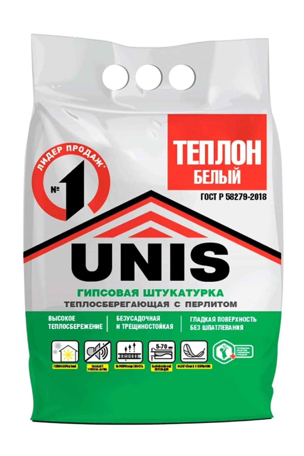 Штукатурка UNIS ТЕПЛОН БЕЛЫЙ гипсовая теплосберегающая облегченная   5 кг