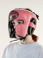 Шлем боксерский LEADERS LS MEX WAVE BK/PNK 1/2 ( кожа, черный/розовый)