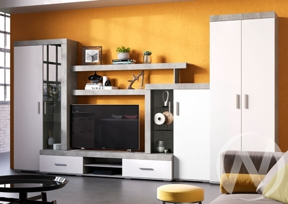 Шкаф 2-х створчатый ШК-29 МС Инстайл (бетон/белый)