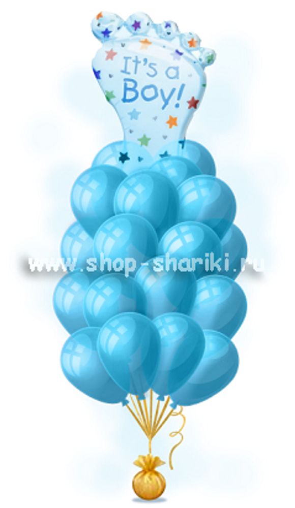 букет шариков для мальчика на выписку из роддома  www.shop-shariki.ru