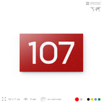 Номер на дверь квартиры 107, табличка на дверь для офиса, кабинета, аудитории, склада, красная 120х70 мм, Айдентика Технолоджи