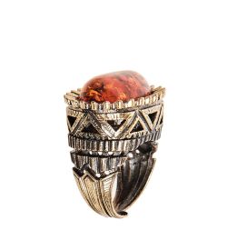 AM-2450 Кольцо «Император» (латунь, янтарь)