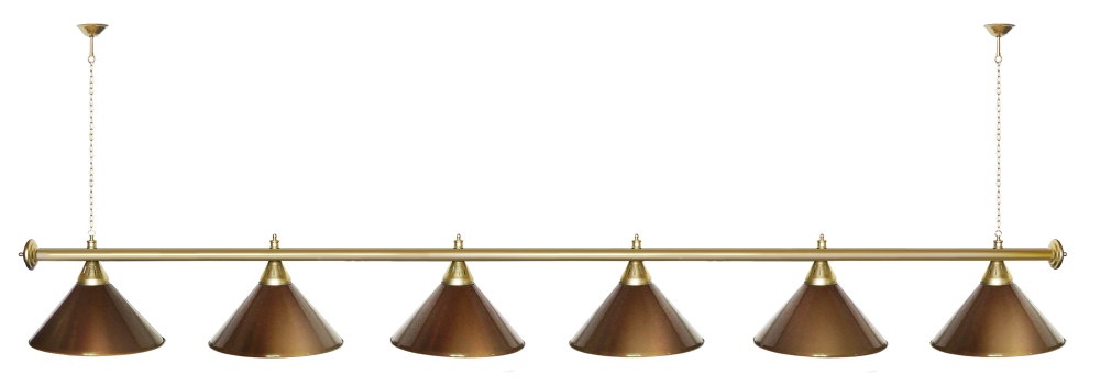 Лампа STARTBILLIARDS 6 пл. (плафоны зеленые,штанга зеленая,фурнитура золото)