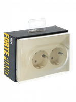 FORTE&PIANO Розетка 2-местная с заземлением с защитными шторками безвинтовое крепление 16А FP423 ваниль IEK