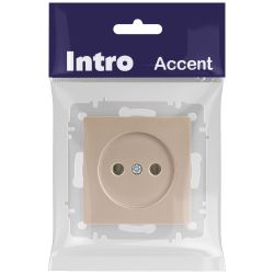 Розетка Intro Accent 6-201-04 2P 16А-250В IP20 СУ AL/CU шампань | Intro