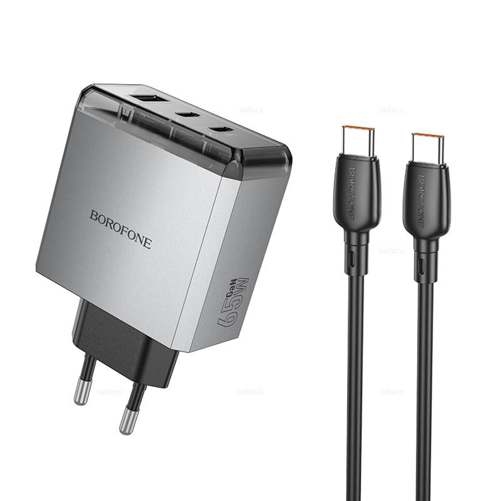 Зарядное устройство на Type-C PD65W Borofone BN22 (2C1A) (metal gray)