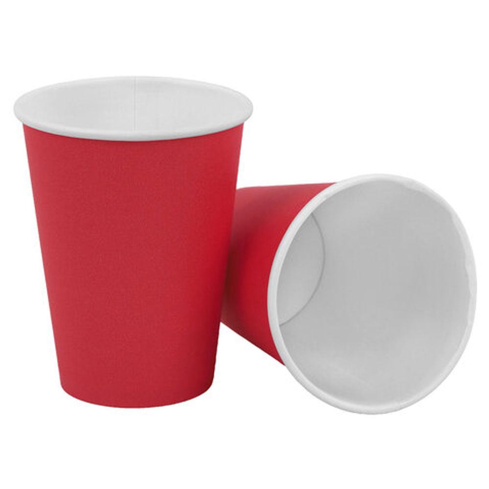 Стакан одноразовый бумажный 350/410 мл, D 90 мм, красный, КОМПЛЕКТ 1000 шт., холодное/горячее, WELDAY (ВЭЛДЭЙ), 702694
