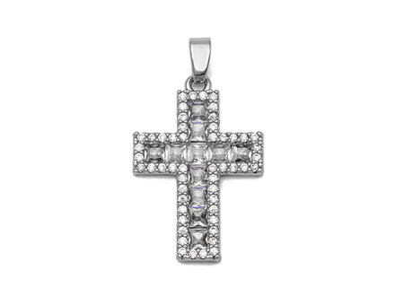 Подвеска "Крест" с кристаллами, 24мм (уценка)