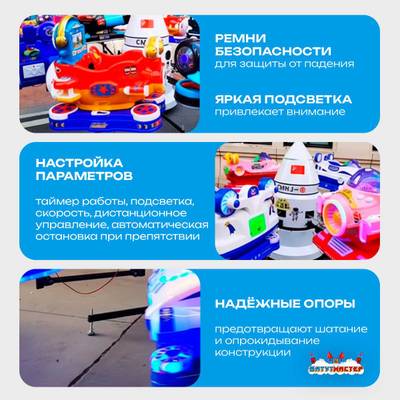 Электрическая Аттракцион карусель «Космический патруль», 4,5×4,5×1,5 м