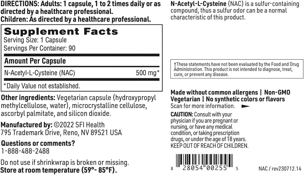 Klaire Labs - N-Acetyl-L-Cysteine 90 capsules