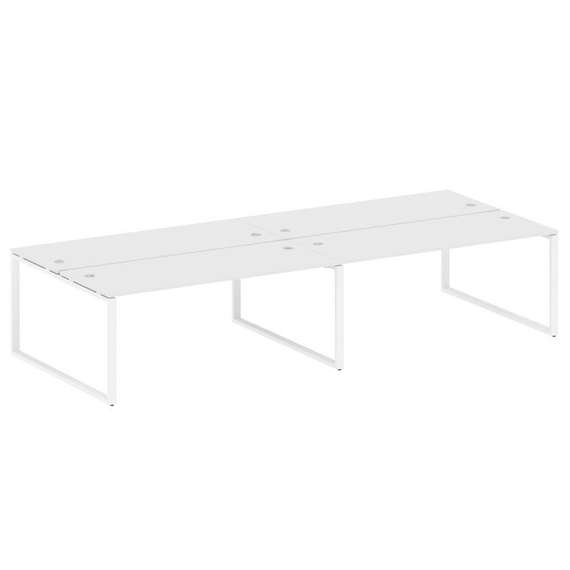 Metal System Рабочая станция на 4 места на О-образном м/к БО.СМ-4.5 Белый/Металл Белый 3600*1475*750