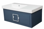 Тумба с раковиной LA FENICE Cubo Blu Grigio 90 синяя/ручка белая