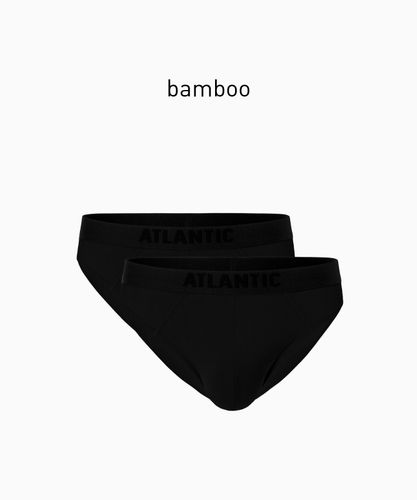 Мужские трусы слипы спорт Atlantic, набор 2 шт., бамбук, черные, Basic 2BMP-016