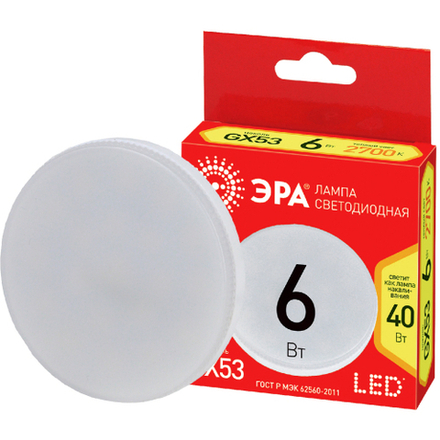 Лампа светодиодная ЭРА RED LINE LED GX-6W-827-GX53 R GX53 6 Вт таблетка теплый белый свет