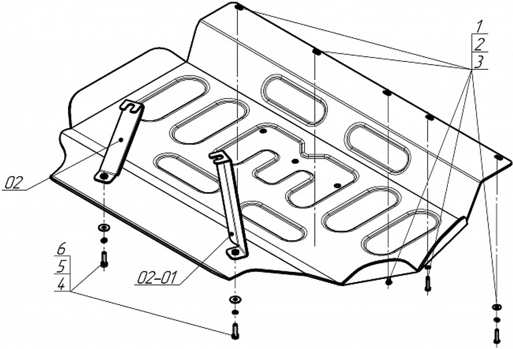 Защита топливного бака. 4 мм, Алюминий для Li Auto L9 2024-н.в., Motodor.349913