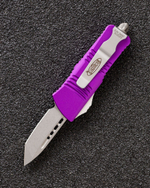 Автоматический складной нож SteelBro Microtech Mini Troodon Black Tanto 240-10PU (фиолетовый) фронталка/выкидуха