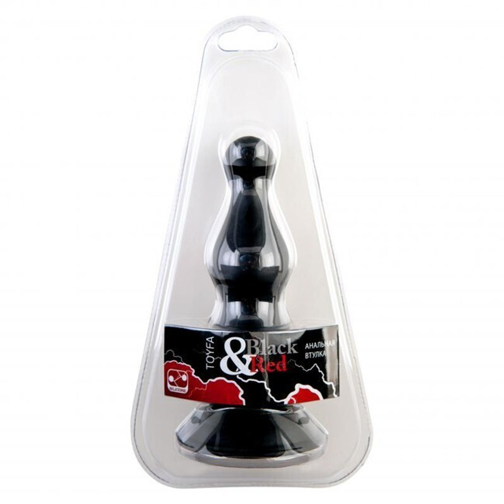 Удобная черная анальная втулка Black & Red (Цвет: черный)