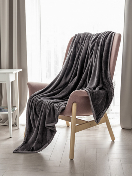 Плед DeNASTIA Тедди 200x220 100%пэ темно-серый