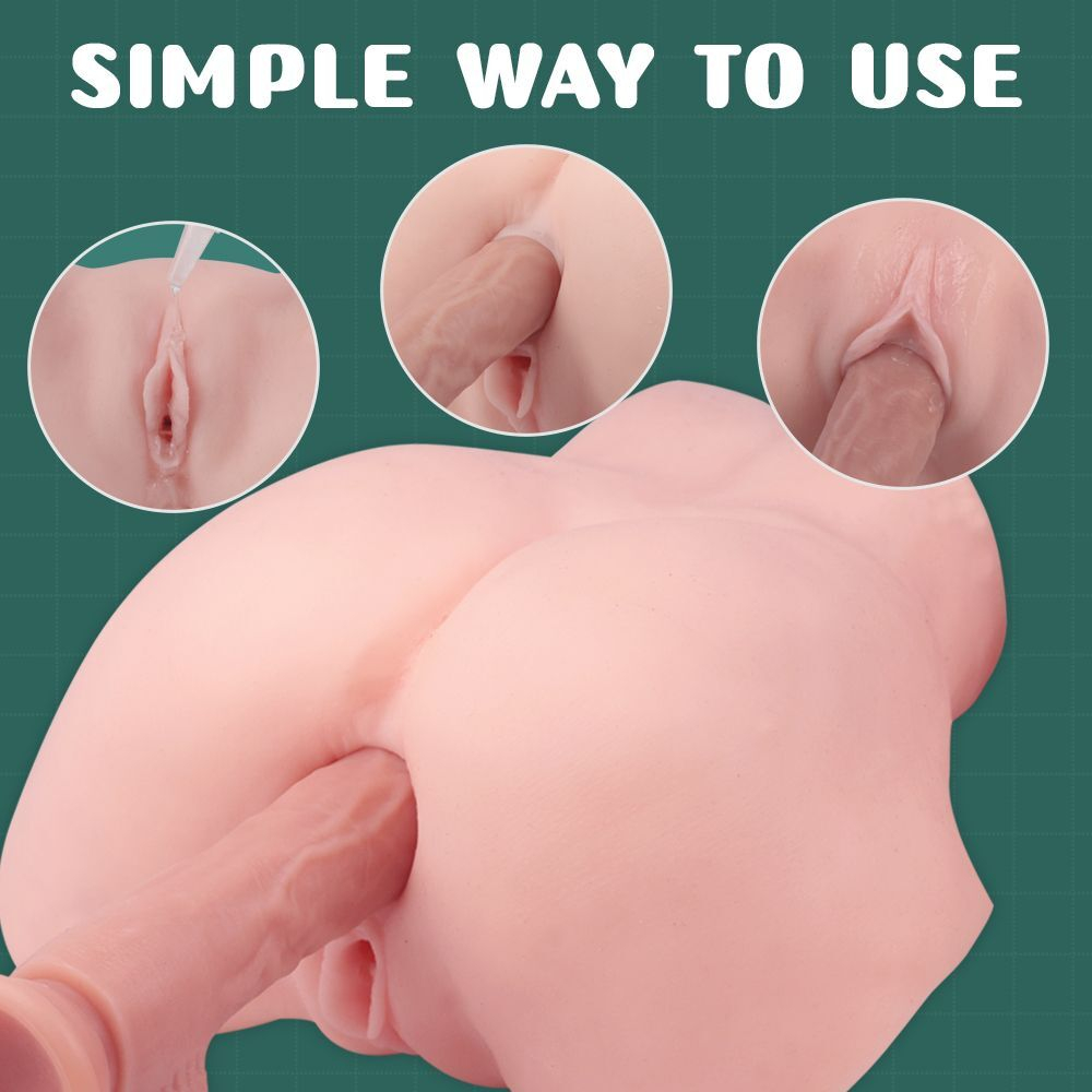 Мастурбатор-полуторс с 2 тугими тоннелями (Цвет: телесный)