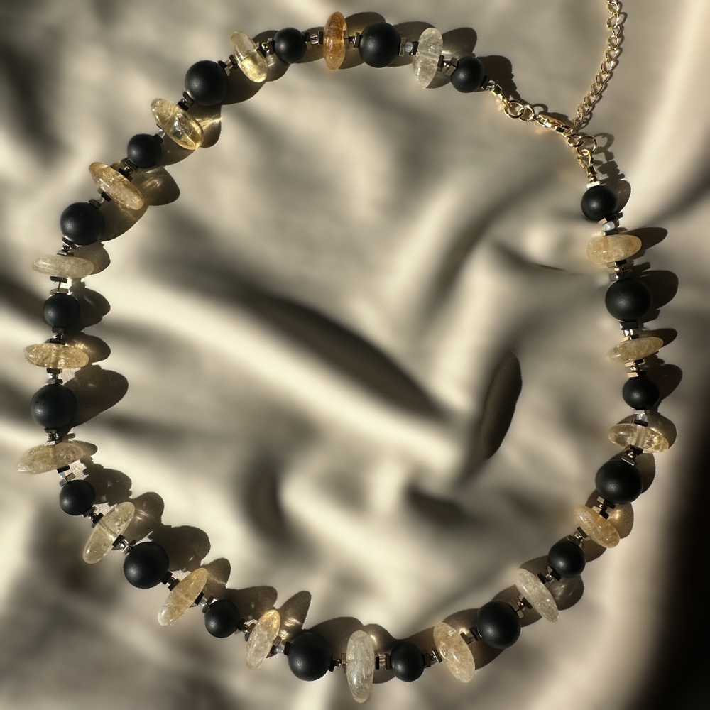 Чокер "Сияние контраста" с цитрином и агатом