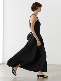 Massimo Dutti Юбка миди с плиссировкой, черный