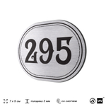 Номерок на дверь квартиры 295, для кабинета, офиса, шильдик 9 х 7 см, серебристый, Айдентика Технолоджи