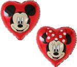 Шар (18''/46 см) Сердце, Микки Маус и Минни Маус, Красный, 1 шт.