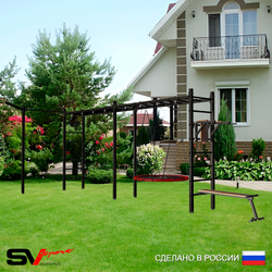 Уличная шведская стенка Sv Sport рукоход х 2 с комплектом турник прямой У55233 (Брусья/Скамья/Гнездо 80см/Кронш бокс)