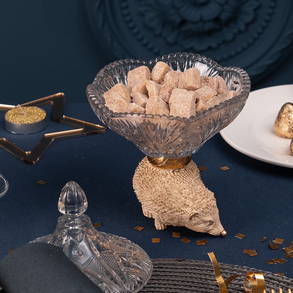 Сахарница стеклянная с крышкой Ежик Барб Айвори